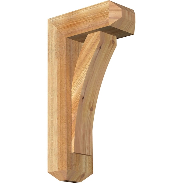 Ekena Millwork Thorton Craftsman Rough Sawn Bracket w/ Offset Brace, Western Red Cedar, 6"W x 14"D x 26"H BKT0604X14X26THR04RWR - main